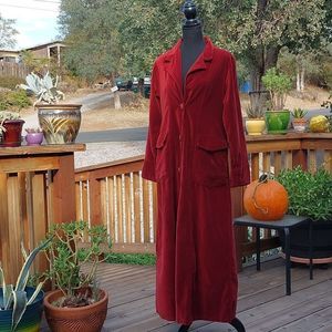 April Cornell Women's Rust Color Velveteen Maxi Coat szS
